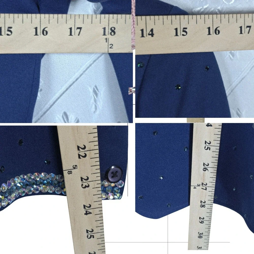 Harry‎ Hall Riding Apparel Blazer Saddleseat Jacket Rhinestone Embellished Blue